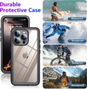 iPhone 16 Pro Max Case Waterproof, Built-in Screen & Camera Protector IP68 Underwater Full Body 16FT Military Dropproof Shockproof Phone Case 6.9"-Black/Clear