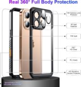 iPhone 16 Pro Max Case Waterproof, Built-in Screen & Camera Protector IP68 Underwater Full Body 16FT Military Dropproof Shockproof Phone Case 6.9"-Black/Clear