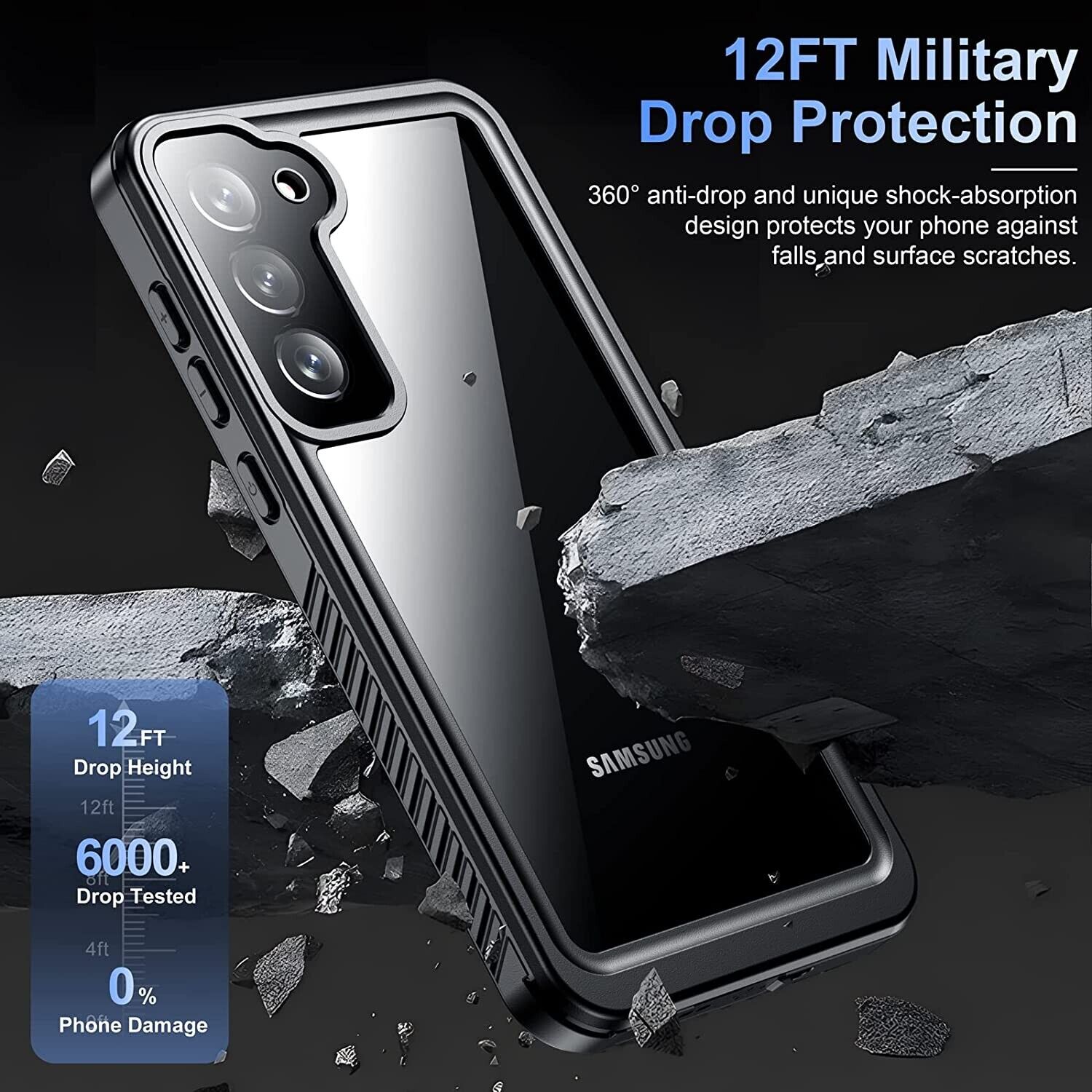 meritcaseSamsung Galaxy S23 Waterproof Case,Waterproof Builtin Lens